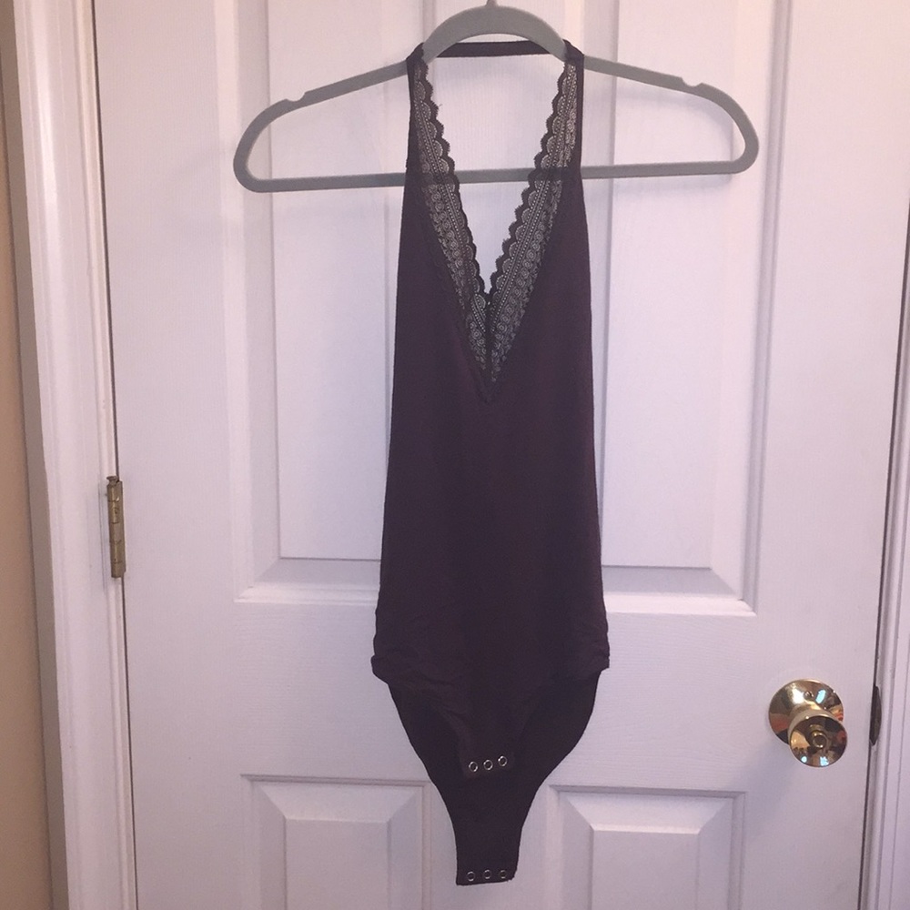 Gray Deep V Bodysuit